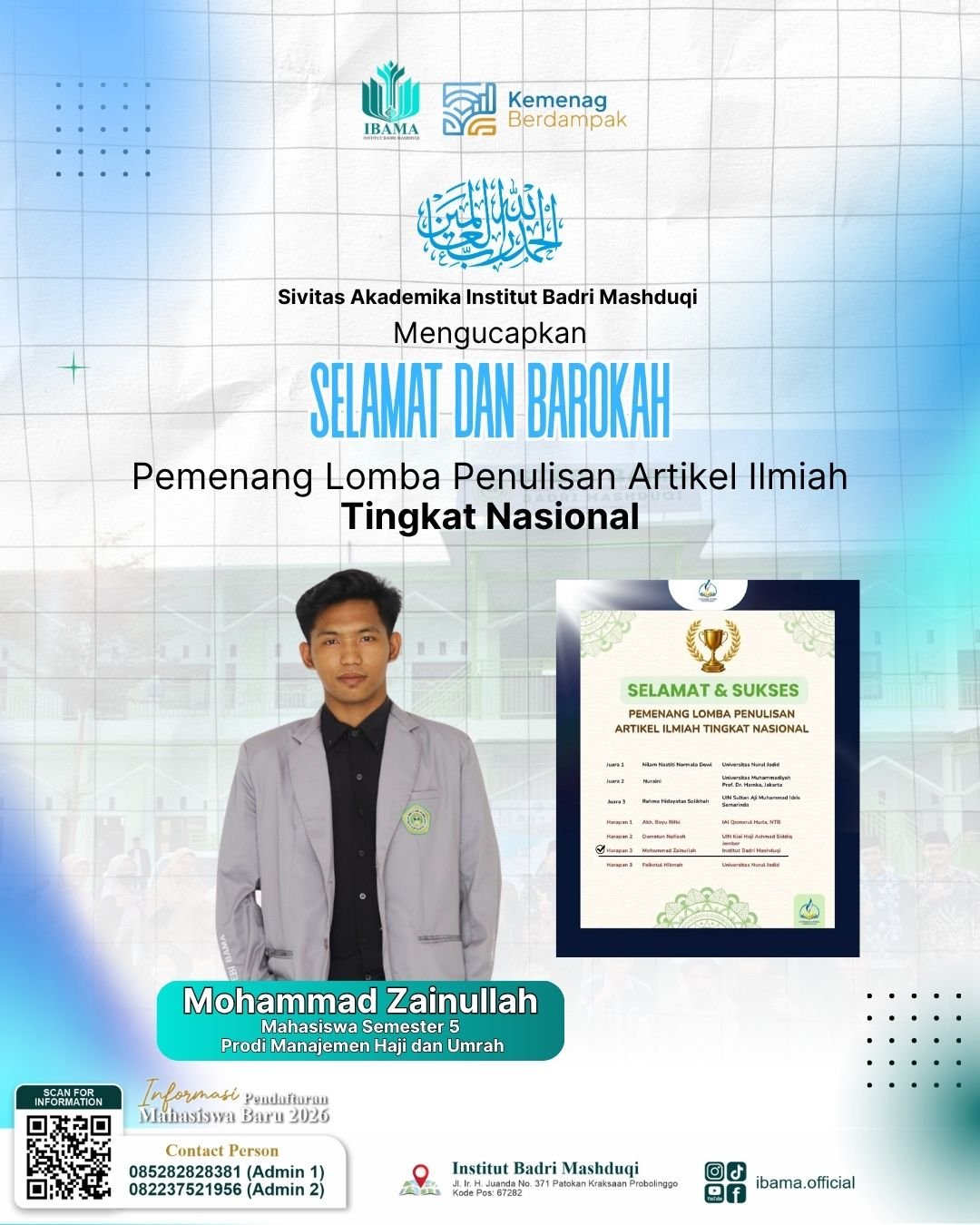 Harumkan Nama Kampus di Kancah Nasional, Mahasiswa IBAMA Raih Juara Harapan 3 Lomba Karya Ilmiah